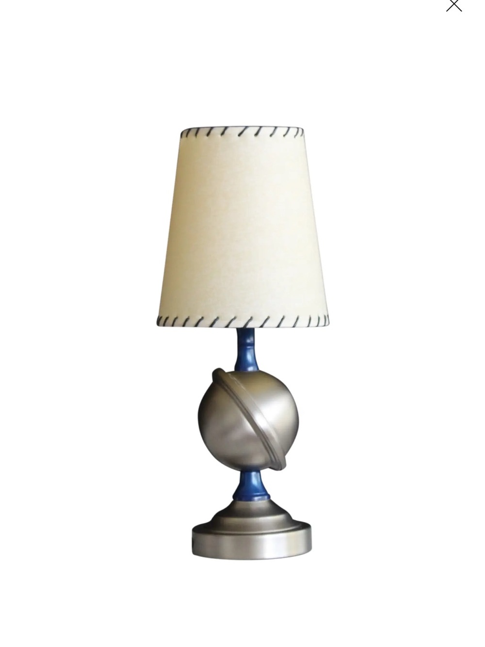 Authentic Original Vintage Style Blue and Silver Orb Table Lamp with Cream Shade